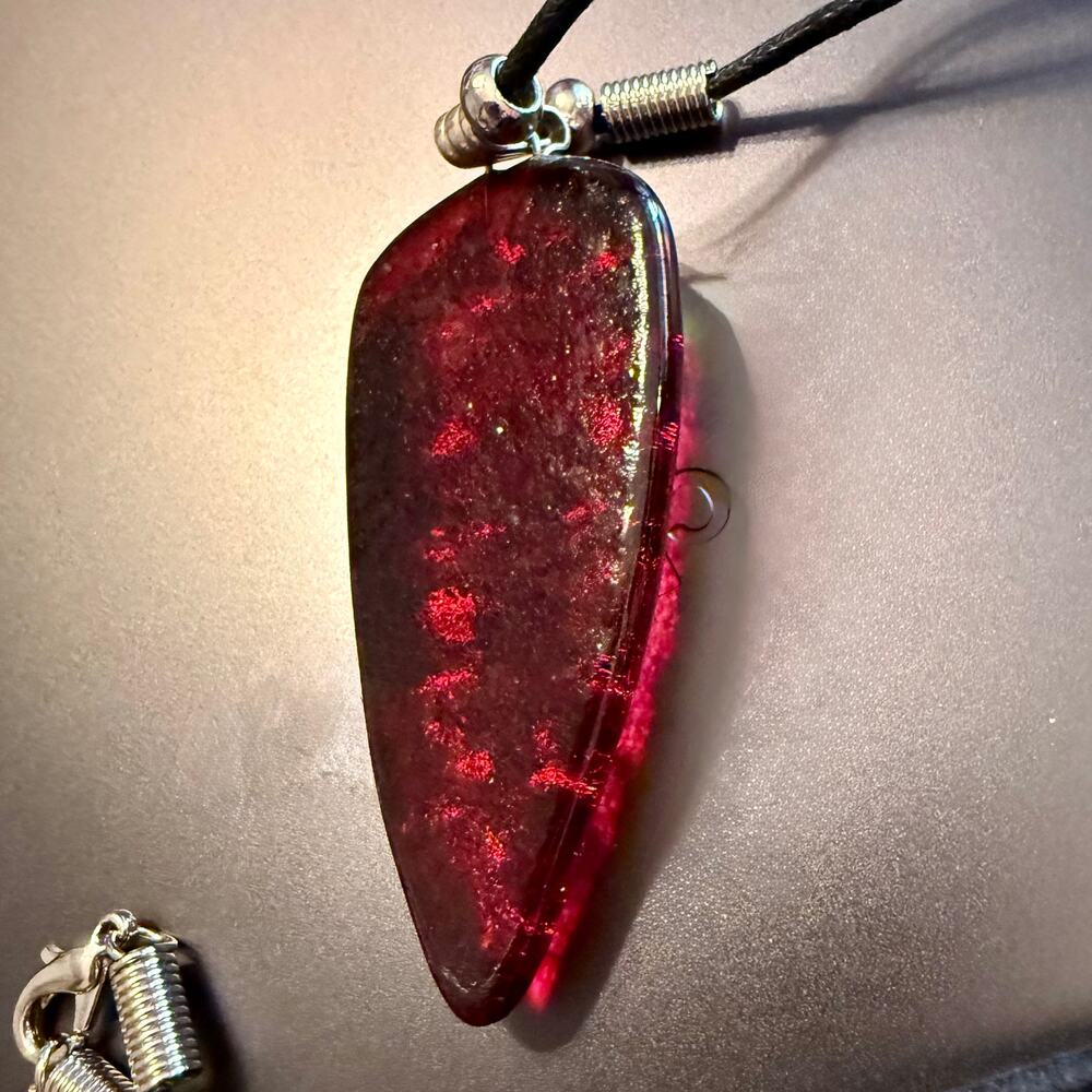Vibrant Colorful Handcrafted Dichroic Glass Large Pendant - Picture 6 of 9